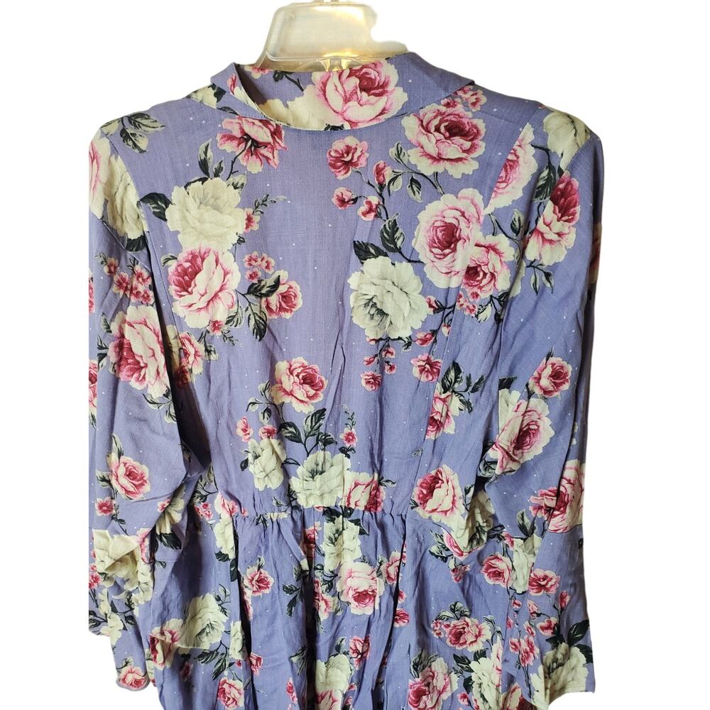 Torrid Fit And Flare Rayon Slub Button-Front Top, Romantic Roses, NWT, 3X - Picture 4 of 7